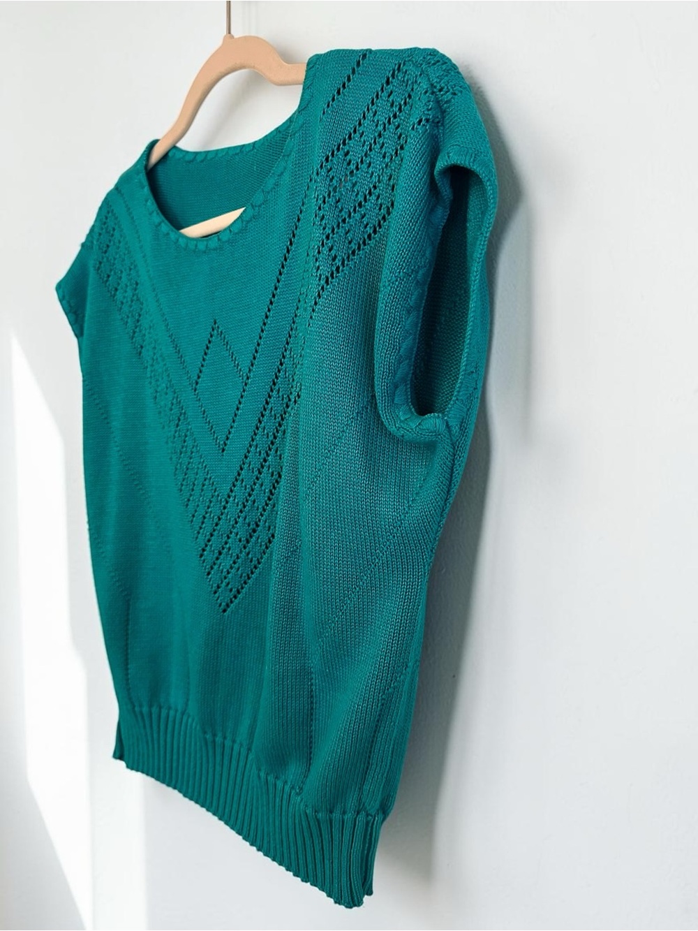 Teal Knit Short-Sleeve Women's Sweater